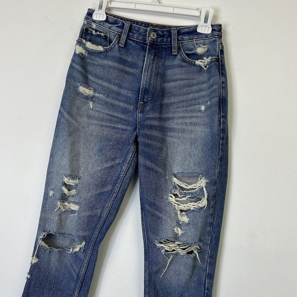 Abercrombie Fitch Annie High Rise Girlfriend Jeans Womens Size 25 Ankle Destoyed - Picture 4 of 10